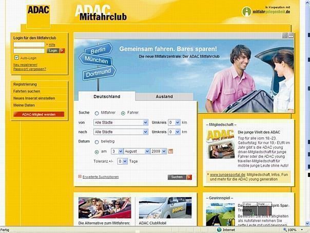 Neue Mitfahr-Plattform im Internet: ADAC Mitfahrclub